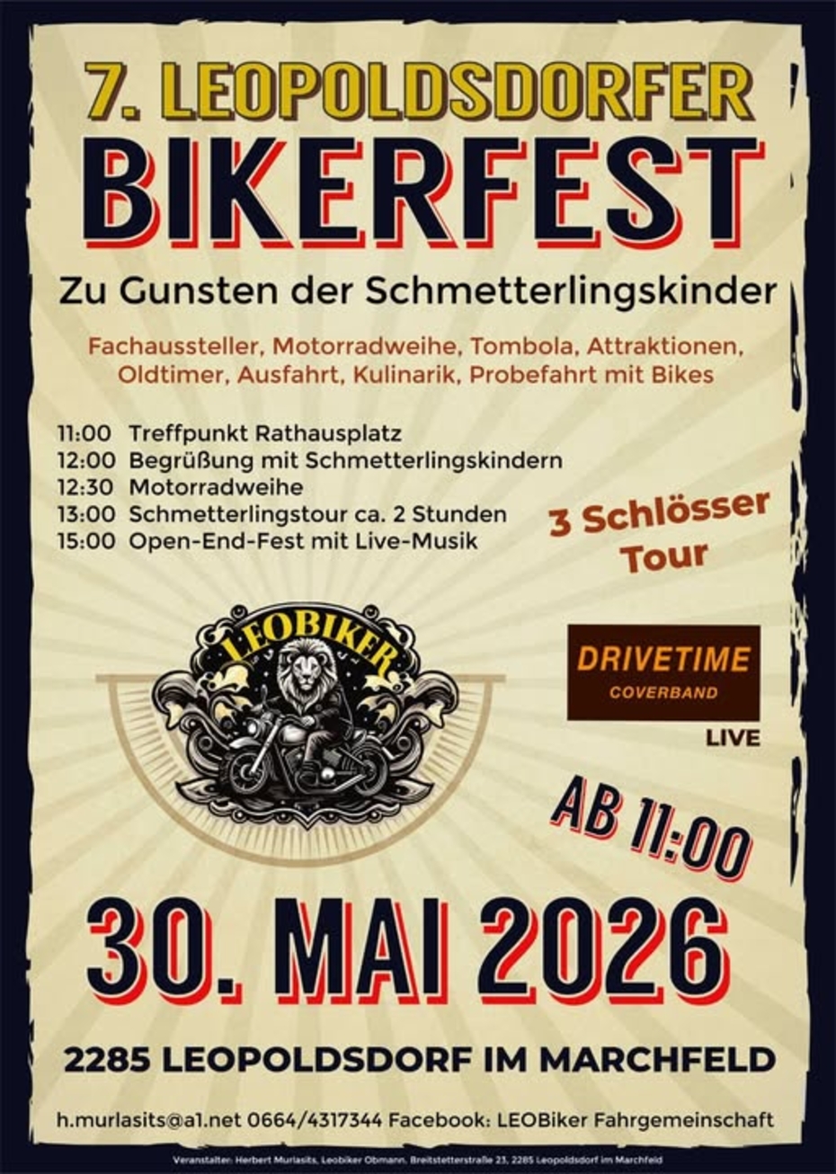 Einladung Plakat Bikerfest Leopoldsdorf 2026