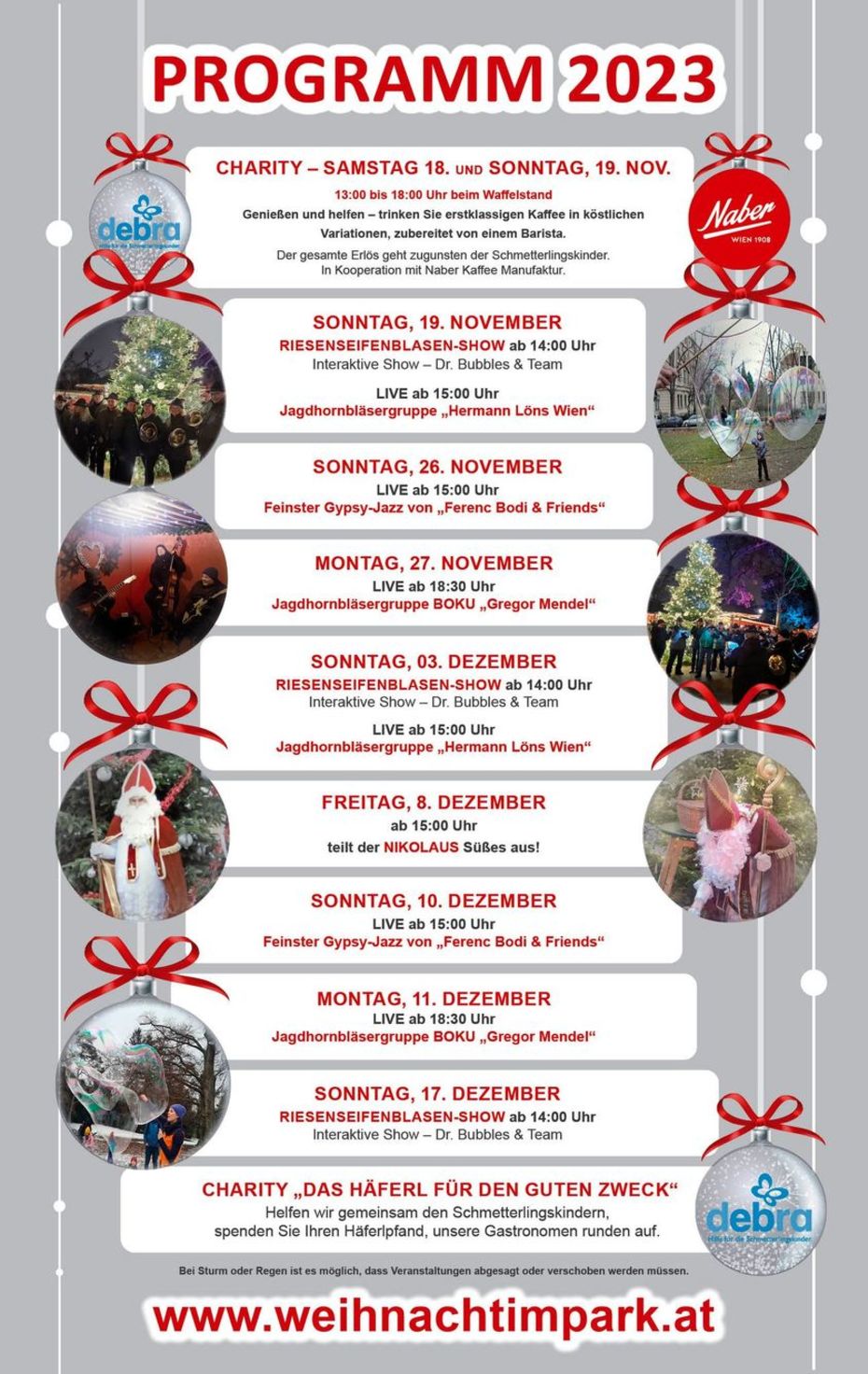 Programm des Weihnachtsmarkt Türkenschanzpark