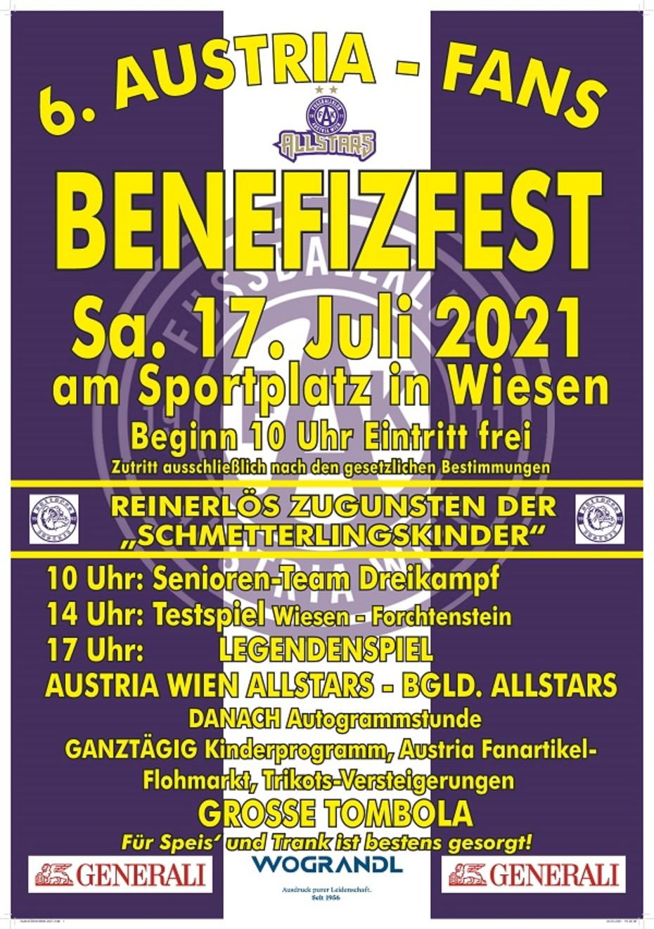 Plakat mit Programm vom Benefizfest in Wiesen