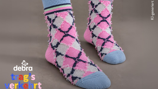 zwei Füße mit verkehrtherum getragenen Socken